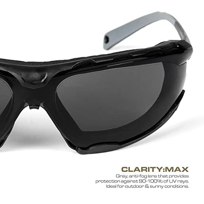 Glove Station Optic Max - Anti-fog Protective Eyewear for Men - Safety Glasses with 3 Lens Options - Clear, Amber or Gray - color: Gray