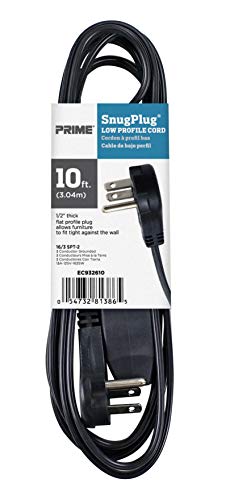 Prime Wire & Cable EC932610 Snug Plug Extension Cord,Black,10 ft