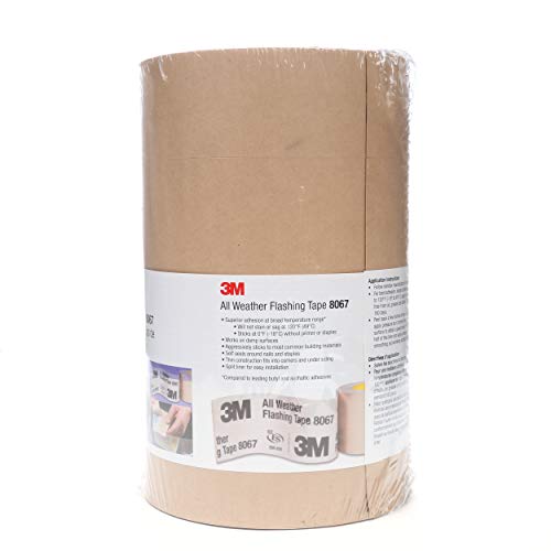 3M All Weather Flashing Tape 8067, 9 in x 75 ft, 1 Roll, Adhesive Backed Split Liner, Prevents Moisture Intrusion, Waterproof Flashing Seals Doors, Windows, Openings in Wood Frame Construction - size: 9 in X 75 Ft