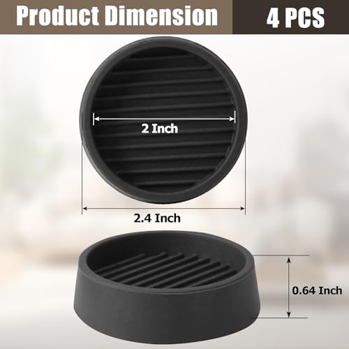 4 Pack 2 x 2 Inch Round Rubber Caster Cups, Non Slip Furniture Pads Furniture Coasters, Non Skid Furniture Feet Anti Slide Floor Protector for Bed Couch Chair Table Stoppers (Black) - size: 2 Inch Black