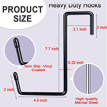 DINGEE Vinyl Coated Heavy Duty Large Hooks for Hanging,Rafter Hanger Hook,Garage Bike Hooks,Ladder Hooks Storage Organizer,Large Object,Tools,Hose,Ropes and Pool Equipment Hooks Black 4 Pack - size: Large/4 Pack