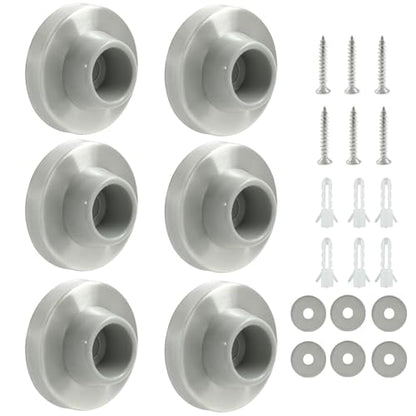 Concave Wall Door Bumper Stop Brushed Satin Nickel, 6 Pcs Stainless Steel Door Stoppers Wall Protector Door Stops, Round Rubber Door Knob Stoppers Wall Protector