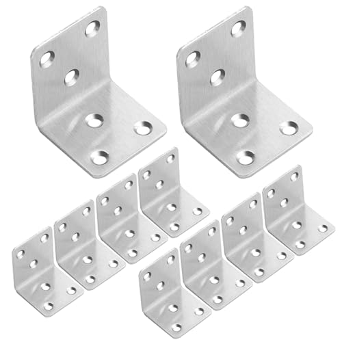 10pcs Angle Bracket, 50x50x50mm 90 Degree L Shape Corner Brace Plate Wood Metal Connecting Fixing Joining Repair Support Galvanised Connector Mount for Furniture Window Table Chair Desk Shelf - color: 10pcs 50x50x50mm