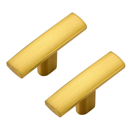 3 Pack Gold Cabinet Knobs - Curved Cabinet Pulls Brushed Brass Knobs for Kitchen Drawer Solid Dresser Pulls for Kitchen Hardware 1-3/4in Length Single Hole - color: Brushed Brass, size: 3 Pack, style: Curved