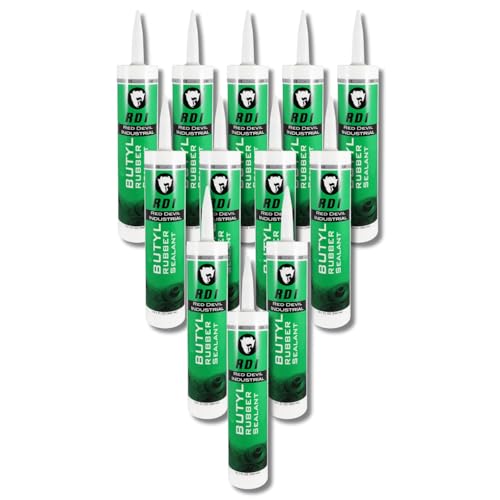 Red Devil 0697GI12 RD Pro Butyl Rubber Sealant – High-Performance Industrial-Grade Sealant for Outdoor & Below-Grade Applications, Paintable, Excellent Adhesion, 10.1 oz Cartridge, Gray, Pack of 12 - color: Gray, size: 12 Pack