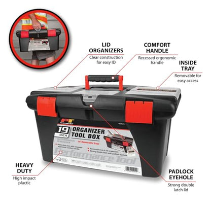 Performance Tool W54019 19-Inch Plastic Tool Box - size: 19" Plastic Tool Box, style: Plastic Tool Box