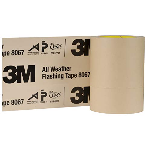 3M All Weather Flashing Tape 8067, 6 in x 75 ft, 1 Roll, Adhesive Backed Split Liner, Prevents Moisture Intrusion, Waterproof Flashing Seals Doors, Windows, Openings in Wood Frame Construction - size: 6 in x 75 ft