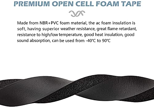 13Ft NBR+PVC Air Conditioner Foam Seal Insulating Strip 2 Roll 1 x 1 Inch 6.5 Feet Long Heavy Duty Window Seal Weather Stripping with High Resilience No-Adhesion - color: No-Adhesive, size: 13ft X1 in X 1 in