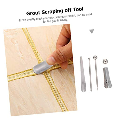 5-Piece Tile Caulk Finishing Tool Set for Grout Removal Waterproof Sealant Tool Sturdy Metal Scraper for Floor and Wall Gaps Repair