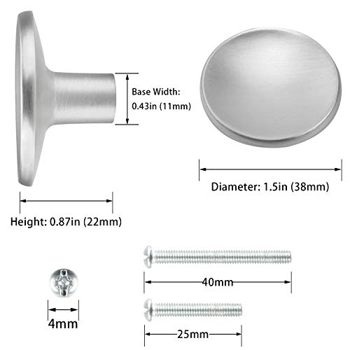 Goldenwarm 10 Pack Brushed Nickel Cabinet Knobs Kitchen Hardware Round Drawer Knob for Sliver Cabinets Handles Closet Door Pulls Zinc Alloy - color: Brushed Satin Nickel