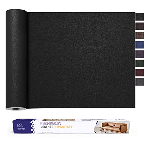 Leather Repair Patch Tape Kit, Self Adhesive Leather Repair for Furniture, Couch, Sofa, Car Seats,Office Chair,Vinyl Repair Kit.30inx16in - color: Black-Litchi Grain, size: 30 in x 16 in