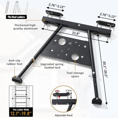 Ladder Stabilizer,Extension Ladder Stabilizer Adjustable Legs 20.1-29.5"，Wall Ladder Standoff Aviation Grade Aluminium,Ladder stabilizer for Roof Gutter ，Built-in Tool Tray, Anti-Slip Rubber Feet.