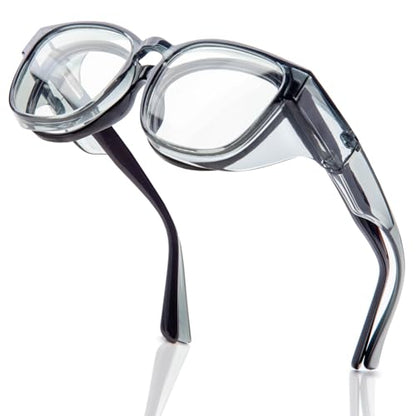 LianSan Safety Glasses Over Eyeglasses for Women - Anti-Fog Goggles Fit Over Eyewear for ANSI Z87.1 Certified - color: Grey/Clear