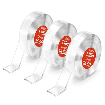 Comix Double Sided Tape Heavy Duty, 1.18" x 197"(16.4ft), Removable Washable Nano Tape, Residue-Free, Multipurpose Reusable Gel Mounting Tape, 3 Rolls - size: 16.4ft, style: 3 Pack