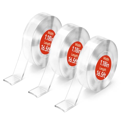 Comix Double Sided Tape Heavy Duty, 1.18" x 197"(16.4ft), Removable Washable Nano Tape, Residue-Free, Multipurpose Reusable Gel Mounting Tape, 3 Rolls - size: 16.4ft, style: 3 Pack