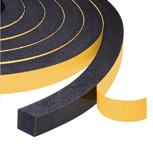 Yotache Self Adhesive Foam Gasket Tape 2 Rolls 1/2" W X 1/2" T (New Adhesive Craft) for Doors Soundproofing Weather Seal Strip Insulation, 13 Ft Length (2 X 6.5 Ft Each) - size: 1/2"x1/2"x13 Ft