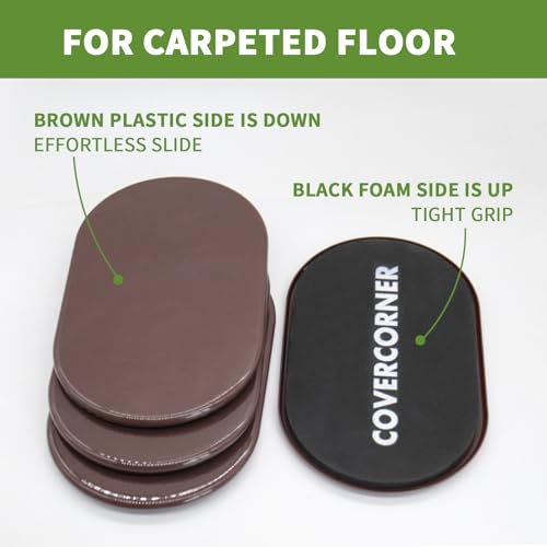 Furniture Sliders for Carpet 4 PCS - 9 1/2 inch Furniture Moving Slider Chair Legs Floors Protectors– Move Your Furniture Easy & Safely (for Carpet) Brown - size: 4 Pcs 9 1/2 Inch Brown