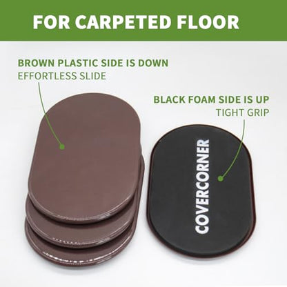 Furniture Sliders for Carpet 4 PCS - 9 1/2 inch Furniture Moving Slider Chair Legs Floors Protectors– Move Your Furniture Easy & Safely (for Carpet) Brown - size: 4 Pcs 9 1/2 Inch Brown