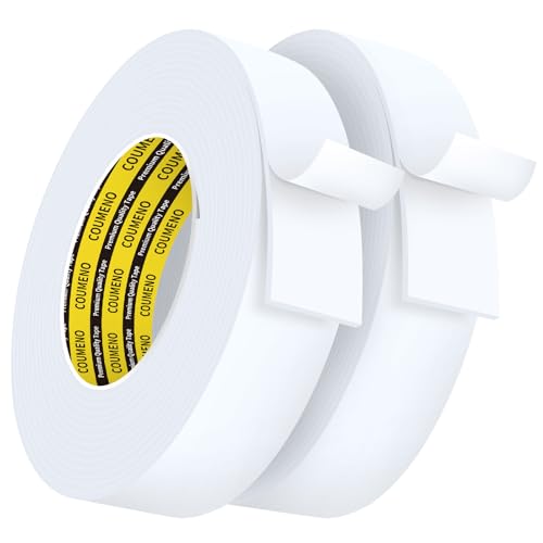 Single-Sided Adhesive EVA Foam Tape 2 Pack,2inX16.4FT,White Foam Weather Stripping,Door Seal & Window Insulation Tape,Waterproof Sound Proof Seal Strip for Doors,Garage Door & Gap Sealing - size: 2 Pack,2inX16.4FT