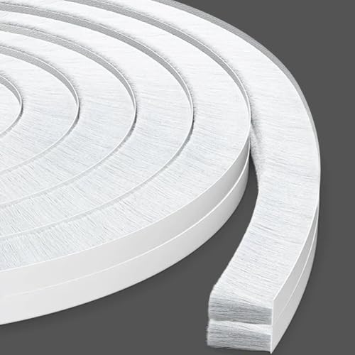 66 Ft Strong Adhesive Brush Weather Stripping for Sliding Windows and Door Frames-Seal Strip for Soundproofing,Waterproof,and Windproof-Durable and Wear Resistant,0.6 Thick - color: White, size: 2Pack,33Ft x 0.6in Brush x 0.4in Backing