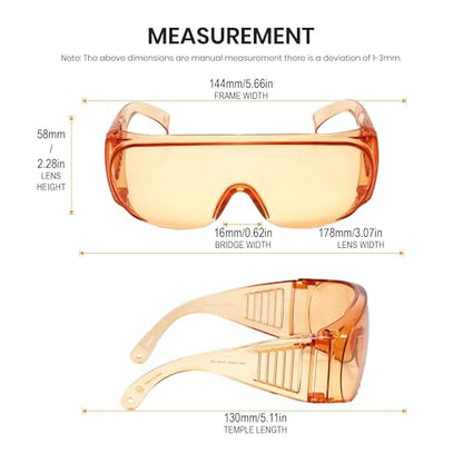 Calabria Fit Over Safety Glasses | Polarized Sunglasses Over Glasses | Wrap Around Anti-Fog | Scratch Resistant | Unisex - color: Clear/Orange/Yellow (3 Pack)