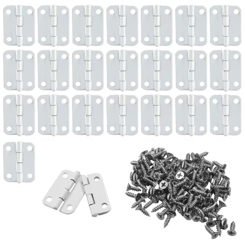 Murtenze 24Pcs Butt Hinge, 1" x 3/4" Metal Foldable Door Hinges with Screws for Cabinet Door Closet, Jewelry, Wooden Box (White) - color: White, size: 1 Inch - 24PCS