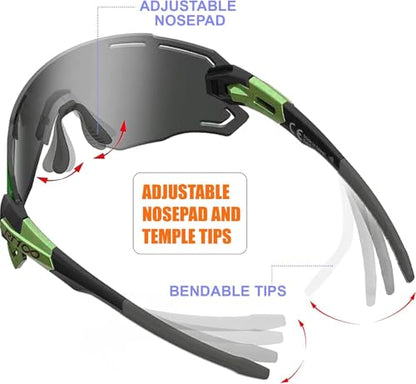 RIDE YOUR WAY Professional wrap around Frameless Cycling Sunglasses for Men and Women - color: Green