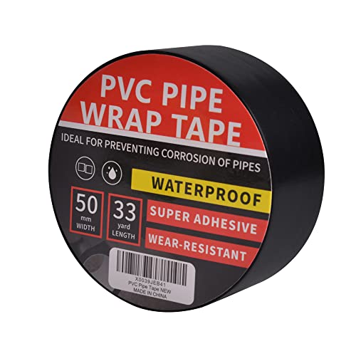 TAPEBEAR Corrosion Protection Pipe Tape, Wrap Pipe Tape for Drain Pipe, Metal Electrical Outdoor Underground Pipe, Waterproof PVC Black Tape, Duct Anti-Corrosion and Protection, 2Inch X 33Yard - size: 2inch x 33yard