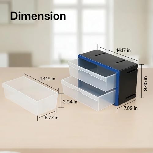 NORTHSKY 2-Drawer Plastic Storage Drawers, Small Parts Organizer, Stackable Teacher Toolbox for Hardware, Screws, Nuts & Bolts, Stickers, Beads, Building Bricks, Garage Storage，14.17 × 7.09 × 9.45 - size: 2 Drawer
