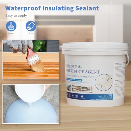 Transparent Waterproof Coating 175 Oz (5 KG), Invisible Waterproof Agent, Water-Based Repairing Leak Water Proof Glue, Indoor & Outdoor Liquid Sealant - style: 175 OZ