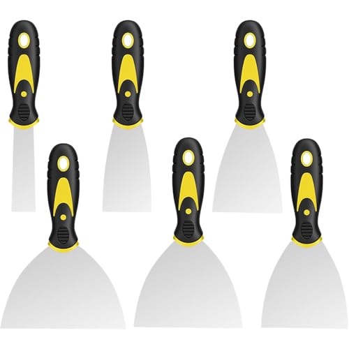 6Pcs Putty Knife Set, 1" 2" 3" 4" 5" 6" Scraper, Spackle Knife, Paint Scraper, Stainless Steel No Rusting, For Repairing Drywall, Removing Wallpaper, Mud, Plaster, Applying Putty, Cement