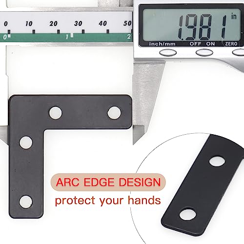 20pcs 2 x 2 Inch Black L Flat Shape Braces Corner Bracket, 50x50 mm Decorative Corner Brackets Mending Plate, Cold Rolled Steel 90 Dgree Angle Bracket for Wood Furniture Fixing - size: Black 50x50 mm