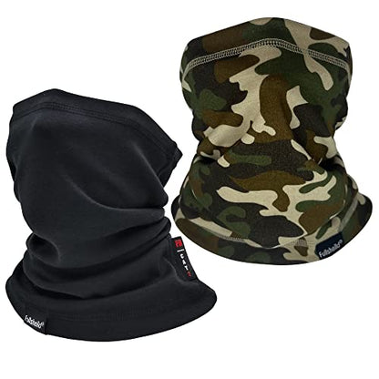 Fullsheild FR Flame Resistant Face Mask Full Cover Neck Gaiter Snood for Welding Hunting Army Military Working - color: Black and Camouflage-2pcs