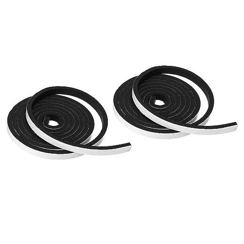 PATIKIL Foam Weather Stripping for Doors, 2 Rolls 3/8" W x 3/16" T Foam Seal Tape Adhesive Insulation Strip for Door Window Air Conditioning, Black(13 Ft Total Length in 2 Rolls) - size: 3/8" W x 3/16" T