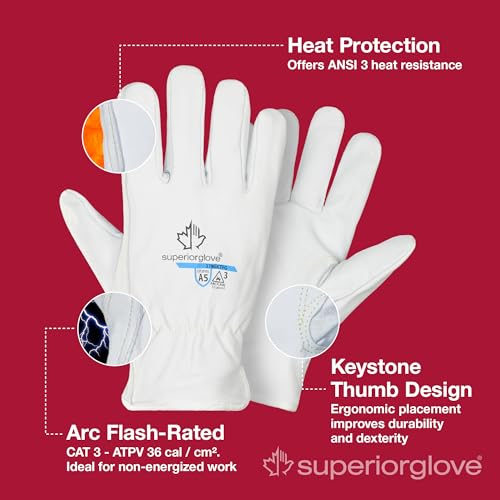 Superior Glove Endura Goatskin Leather Work Gloves Arc Flash Cut Resistant Safety Hand Protection - size: X-Small, style: Arc Flash/Cut
