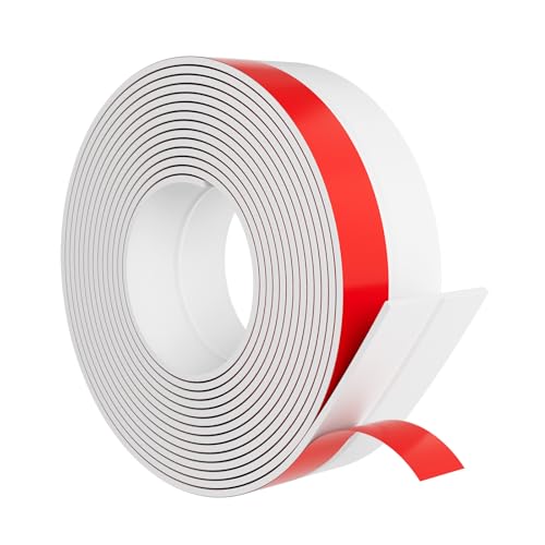 Elvone Heavy-Duty 20 ft x 2 in Weather Stripping, Door Draft Stopper Silicone Seal Strip for House and Glass Shower Doors for Collision and Side Gaps of Door and Windows, White - color: White, size: 20ft (2" W x 3/64 "T)