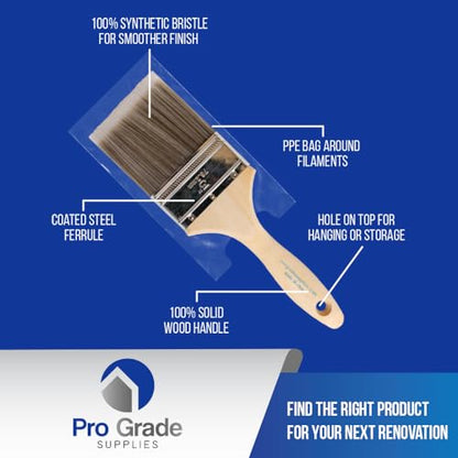 Pro Grade - Paint Brushes - 2Ea 3" Flat Brushes - size: 2Ea H 3F