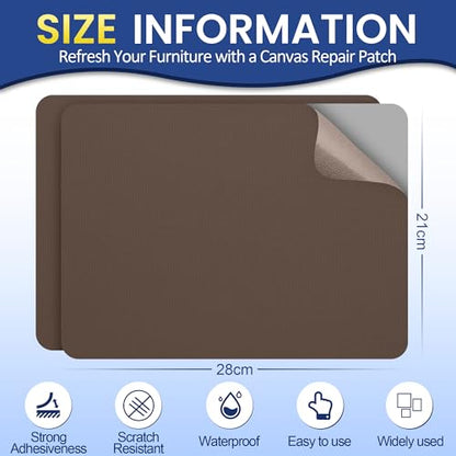 Self-Adhesive Canvas Repair Tape, 8.3" x 11" Waterproof Canvas Repair Patch, Fabric Patch Repairs Kit for Furniture, Tents, Sunbrellas, Boat Covers Awnings, Couches, Clothes, Bags Dark Brown - color: Dark Brown, size: 8.3" x 11"
