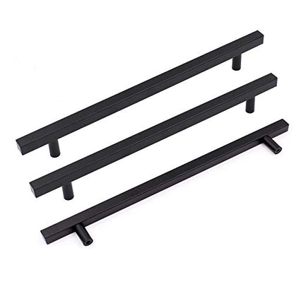 Goldenwarm 25 Pack Black Cabinet Handles 10"(256mm) Matte Black Cabinet Pulls T Bar Drawer Pulls for Kitchen Cupboard & Drawer Hardware - color: Black, size: 10 Inch Hole Center