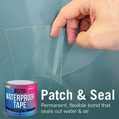 Better Boat Clear Waterproof Tape for Leaks Heavy Duty Marine Grade Seal Tape, 15 ft x 4 in, Invisible Repair, Pools, Shower, Windows - color: Clear