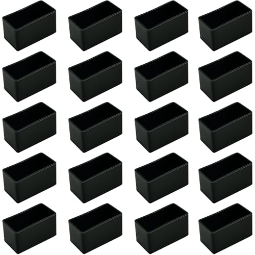 32 PCS Chair Leg Floor Protectors, Black Rubber Furniture Leg Caps, 20mm x 40mm Rectangle Chair Table Leg Covers, Outdoor Chair Leg Protectors (32)
