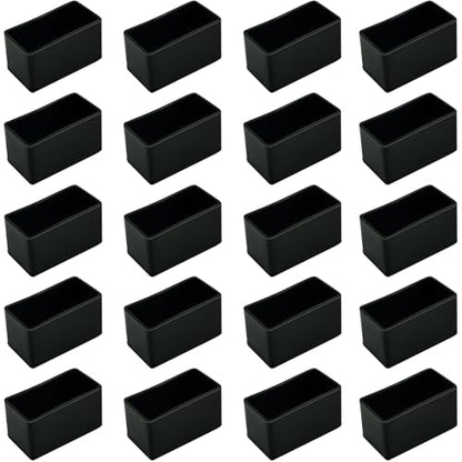 32 PCS Chair Leg Floor Protectors, Black Rubber Furniture Leg Caps, 20mm x 40mm Rectangle Chair Table Leg Covers, Outdoor Chair Leg Protectors (32)