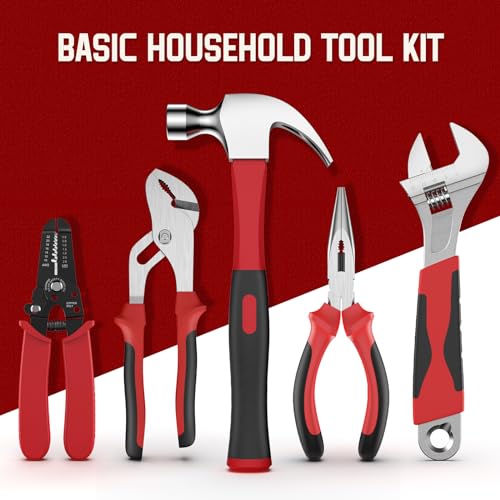 Sundpey Home Tool Kit with Drawer - 379-PCs Portable Complete Household and Auto Repair Tool Set - Hand General Basic Tool Box Storage Case - Full Basic Toolkit for Handyman & Diyer & Homeowner Red - color: Red