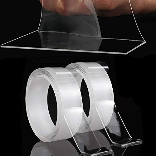 LLPT Nano Tape Double Sided Tape 2.36 Inch x 16.5 Feet Strong Mounting Tape Heavy Duty Gel Tape Clear Traceless Washable No Residue for Home Office Store Deco Card Poster Photo Wall (SN650) - size: 2.36" x 16.5 Feet