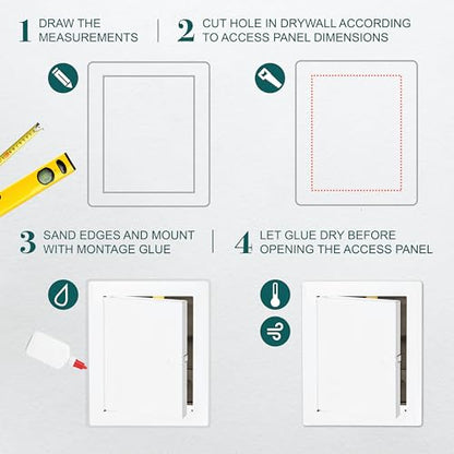 6" x 8" White Metal Access Door. Plumbing, Electricity, Heating, Alarm Wall Access Panel for Drywall - size: 6" x 8"
