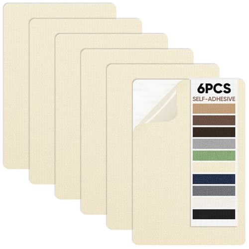 Canvas Patch 5.5 x 8 Inches 6Pcs Self-Adhesive Waterproof Canvas Patch Kit for Repairing Tents,Sofas,Boat Covers,Camping Chair,Awnings,Car Seats.(Beige Yellow) - color: Beige Yellow, size: 5.5"×8"