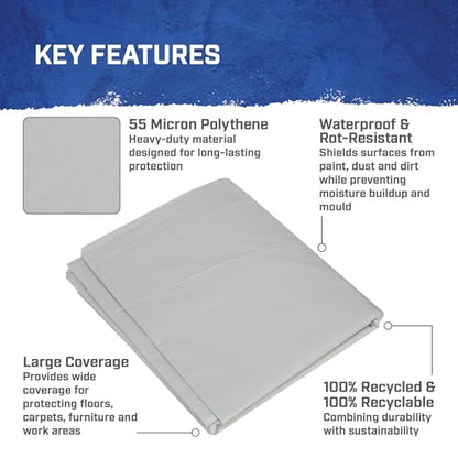 Heavy-Duty Polythene Dust Sheet 3 x 4m, 1 pack