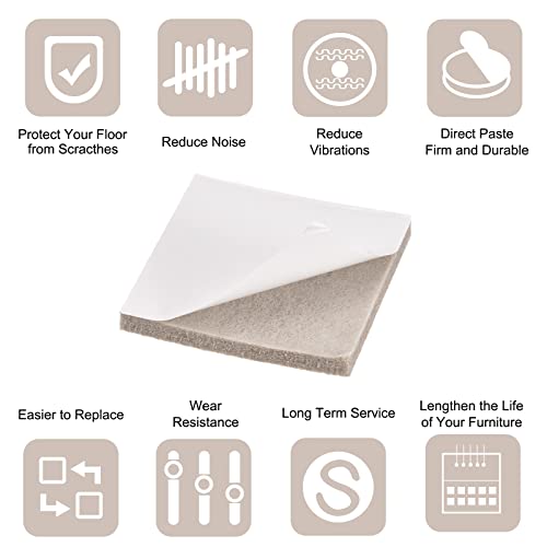 uxcell Felt Furniture Pads Self Adhesive Square Furniture Felt Pads, Anti Scratch Floor Protectors for Furniture Legs Hardwood Floor 2 Inch x 2 Inch Beige 16pcs - size: 2 Inch x 2 Inch