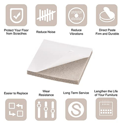 uxcell Felt Furniture Pads Self Adhesive Square Furniture Felt Pads, Anti Scratch Floor Protectors for Furniture Legs Hardwood Floor 2 Inch x 2 Inch Beige 16pcs - size: 2 Inch x 2 Inch