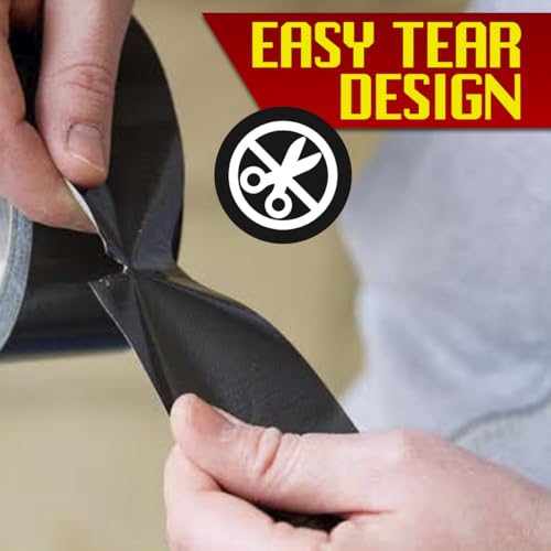 6 Pack - Black Duct Tape (2 in x 90 ft/Roll); Total of 540 Feet (180 Yards); Heavy Duty; Tear by Hand Design; No Residue; Strong Yet Flexible; Great for Repairs of All Kinds; Duck Tape; Bulk Pack - color: Black
